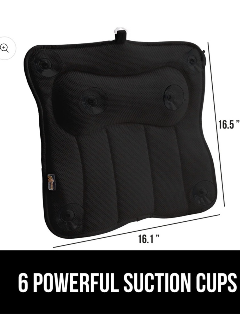 Gorilla Grip Black Mesh Bath Pillow - Comfortable Neck & Back Support - Picture 3 of 8